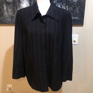 Lane Bryant Navy with Red Pin Stripes Hidden Button Front Blazer w/Pockets-18